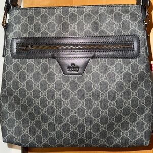Gucci Black and Gray Monogram Messenger Bag